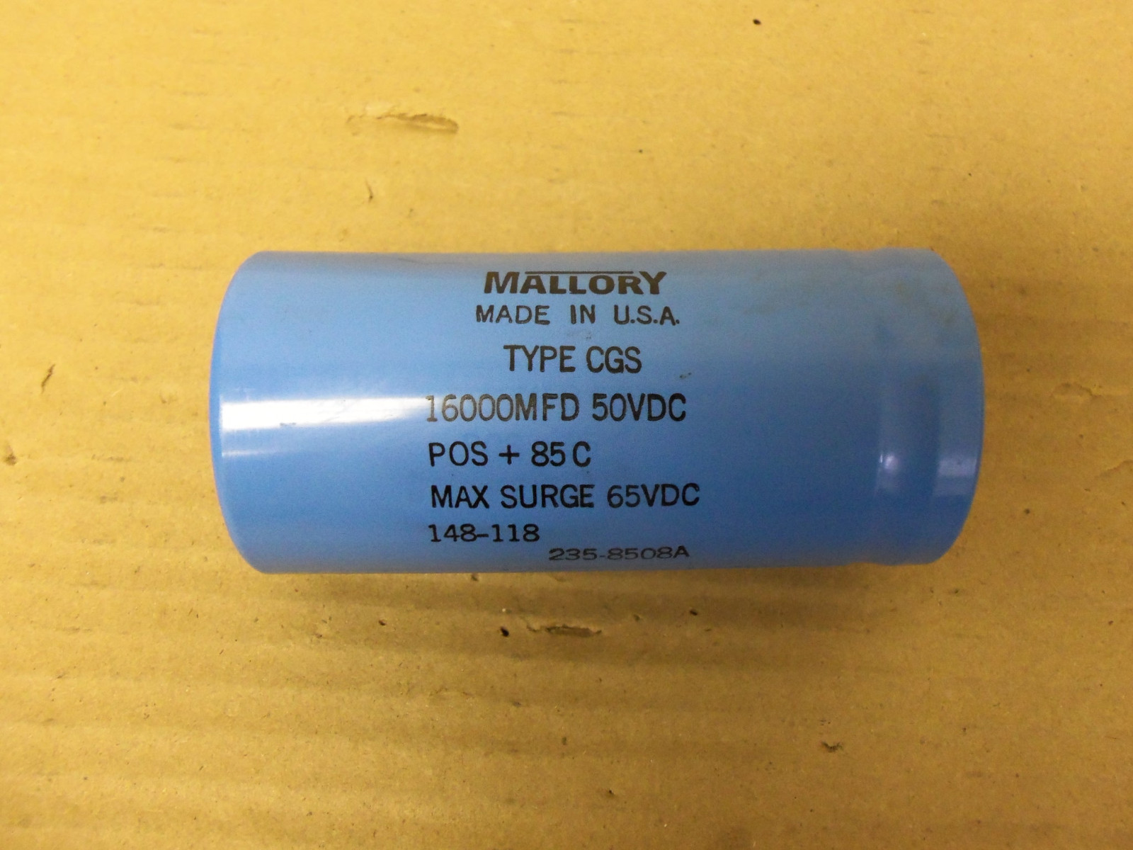 Mallory Capacitor 235-8508A 16000MFD 50VDC