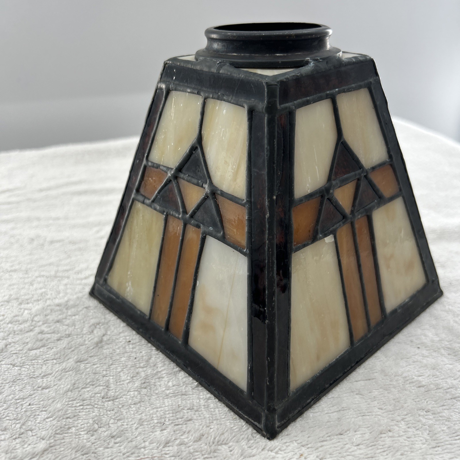 Tiffany Style Mission Stained Glass Ceiling Pendant Light Lamp Fixture Vintage