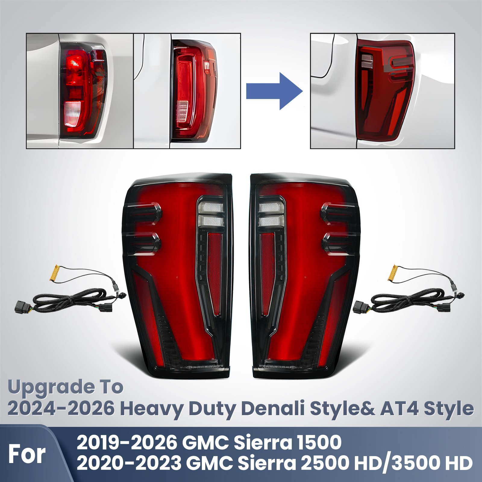 Upgrade LED Taillights For 2020-2023 GMC Sierra 2500 HD 3500 HD Left+Right Pair
