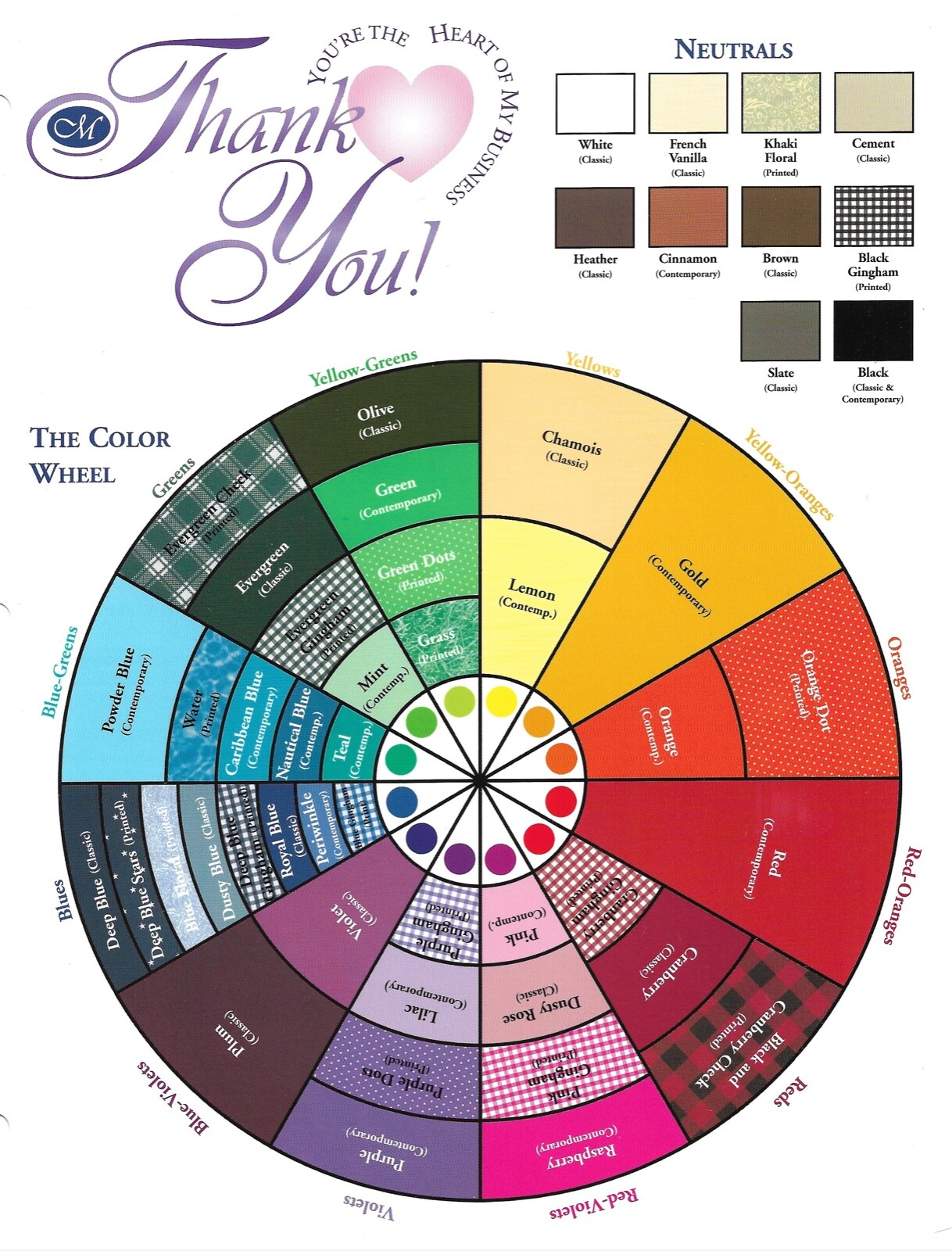 CREATIVE MEMORIES SCRAPBOOKING THANK YOU COLOR WHEEL SHEET