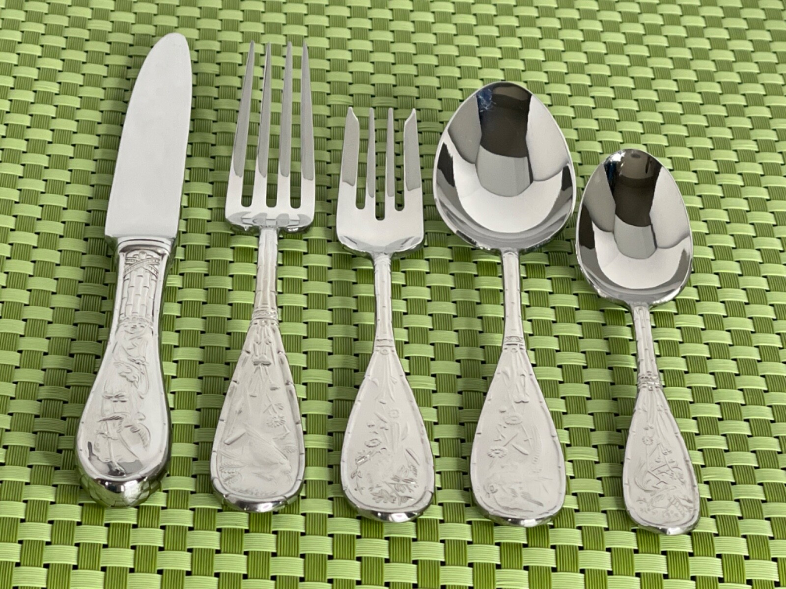 Ricci Argentieri JAPANESE BIRD AND BAMBOO Stainless Glossy Flatware CHOICE E61VG