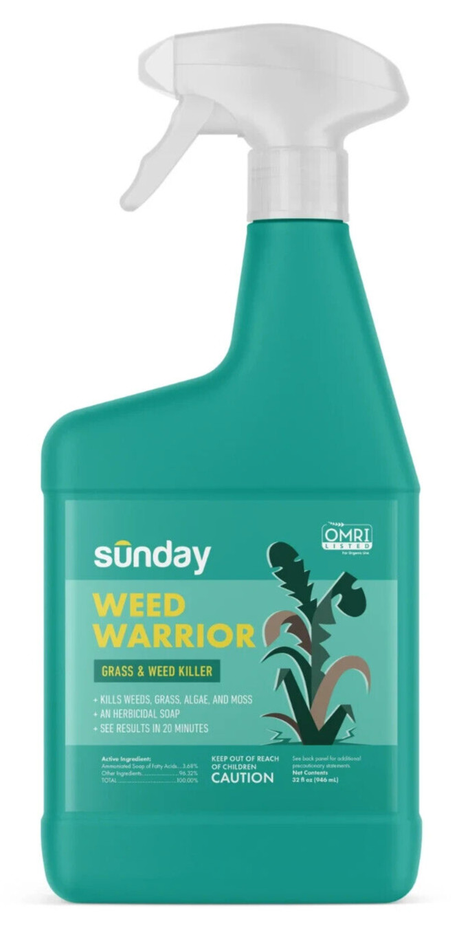 Lot of 2 Sunday Weed Warrior 32oz Grass & Weed Killer Spray OMRI Listed