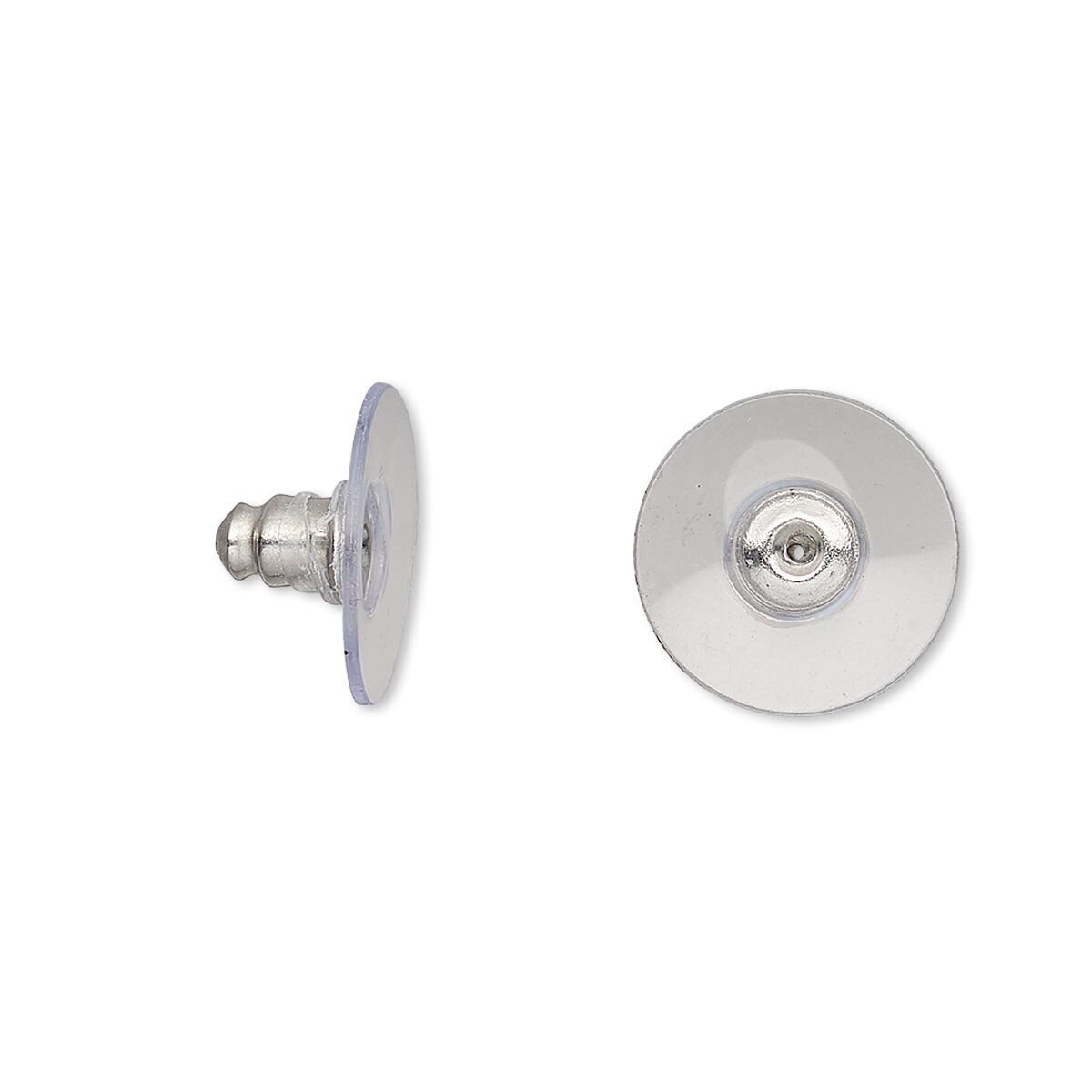 20 Comfort Clutch 316L Stainless Steel 13mm Earring Backs with 1/2" Clear Pads