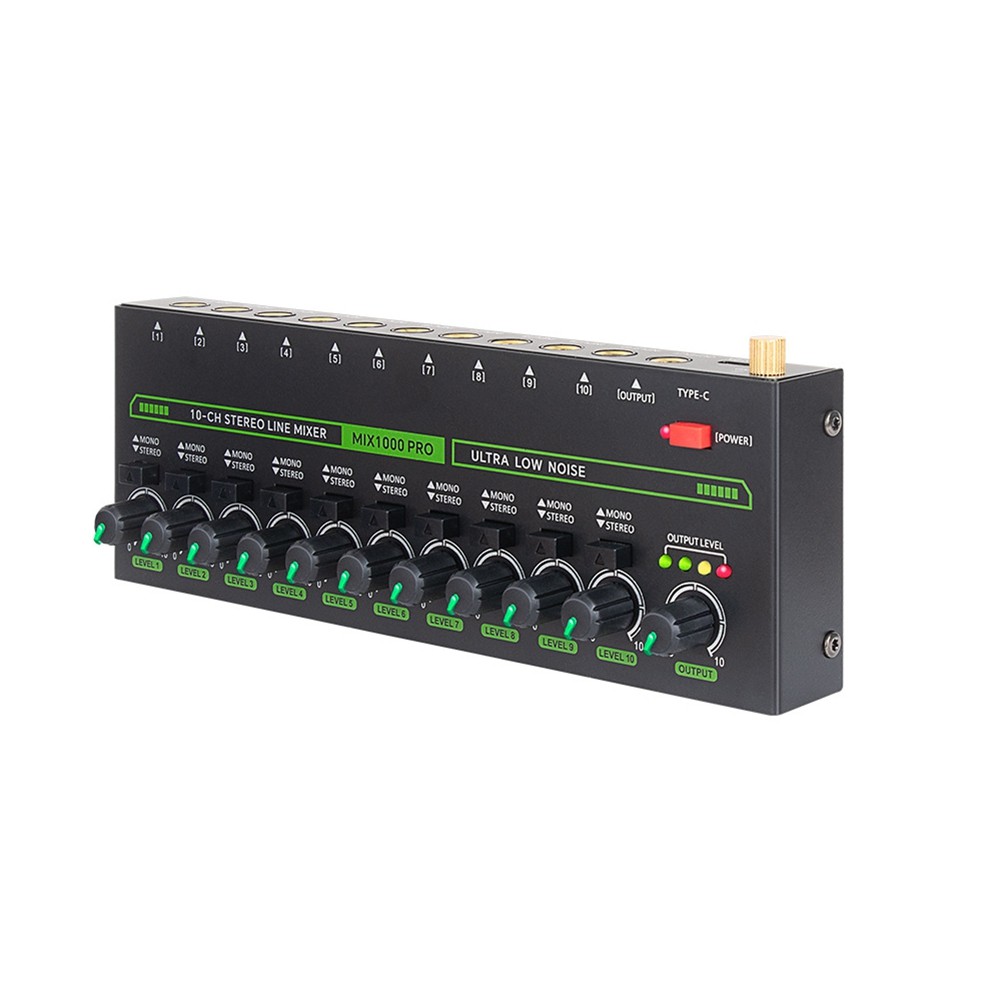 Professional Audio Mixer 10 Channel Stereo Mixer with RGB Light &  Low5190