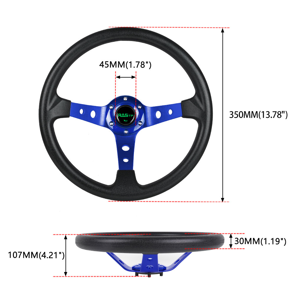14"Blue Steering Wheel+Quick Release+Hub Adapter 174H For Ford Mustang 1984-2004