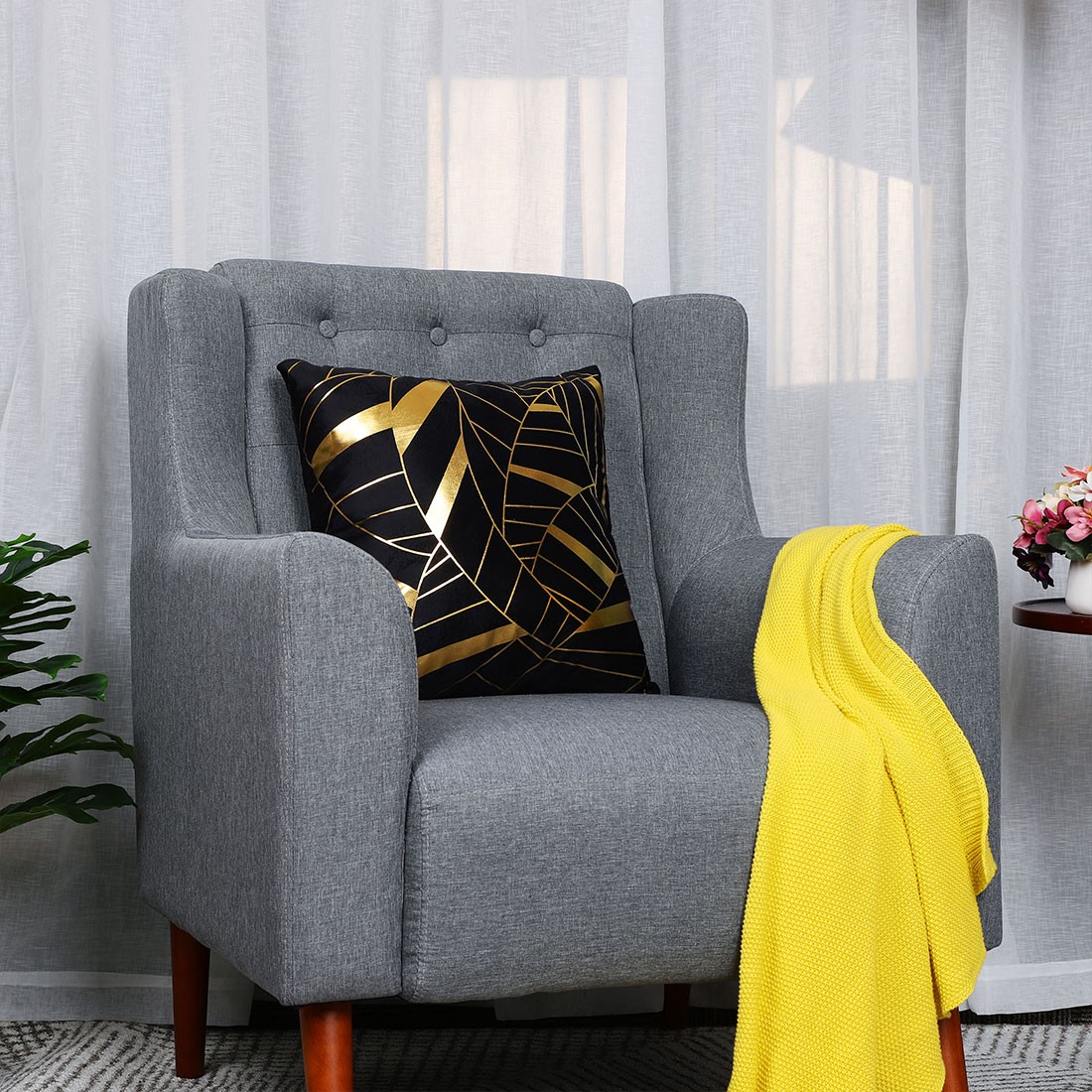 Gold Stamping Soft Outdoor Square Throw Pillow Covers Set Geometry 5#