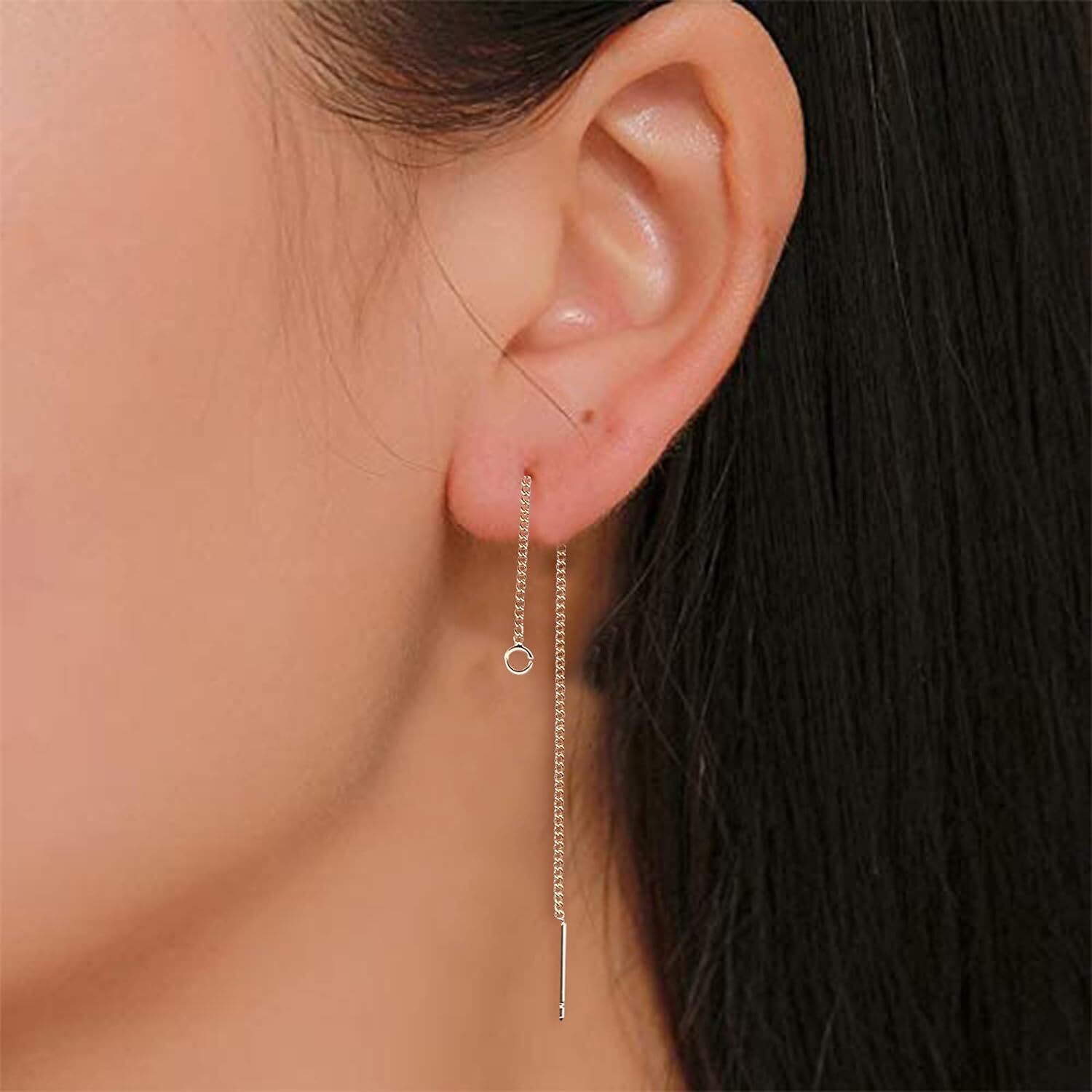 10x Stud Earring Findings Tassel Ear Threads with Loop for Earring Making