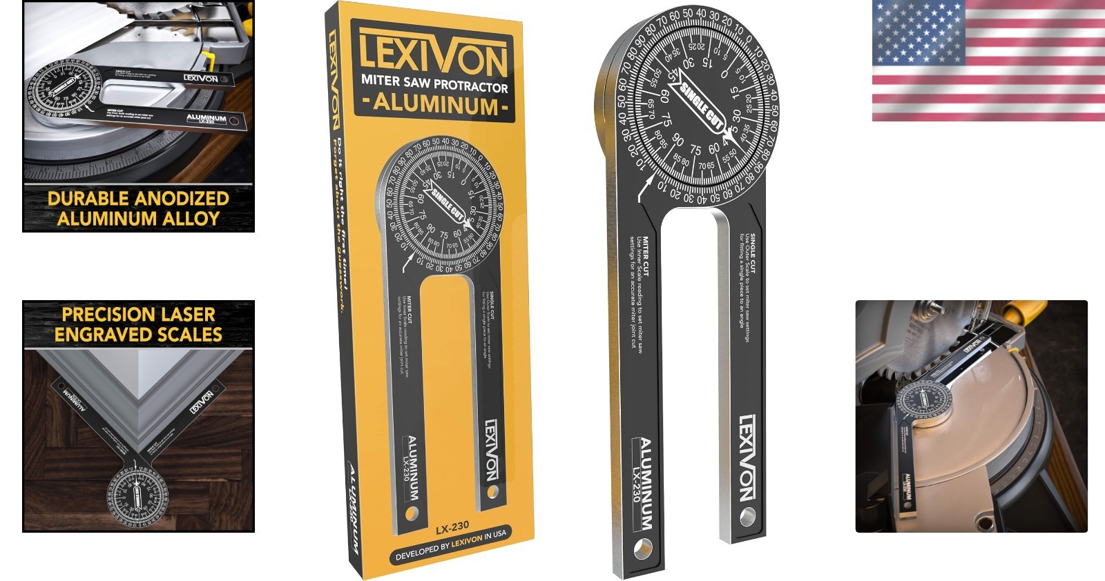 7-Inch Rust-Proof Angle Finder with Laser Engraved Scales - Adjustable & Durable