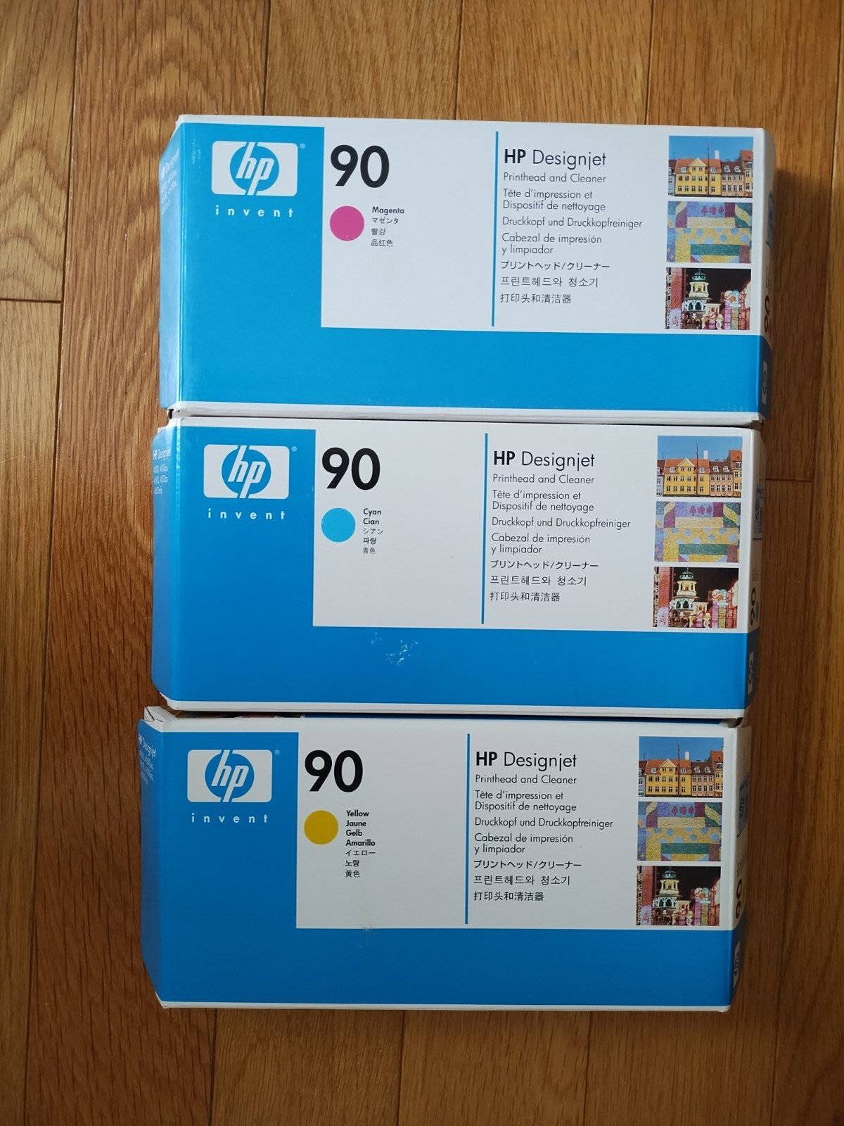 2015-16 LOT GENUINE HP 90 PRINTHEADS CLEANER DESIGNJET 4000 C5055A C5056A C5057A