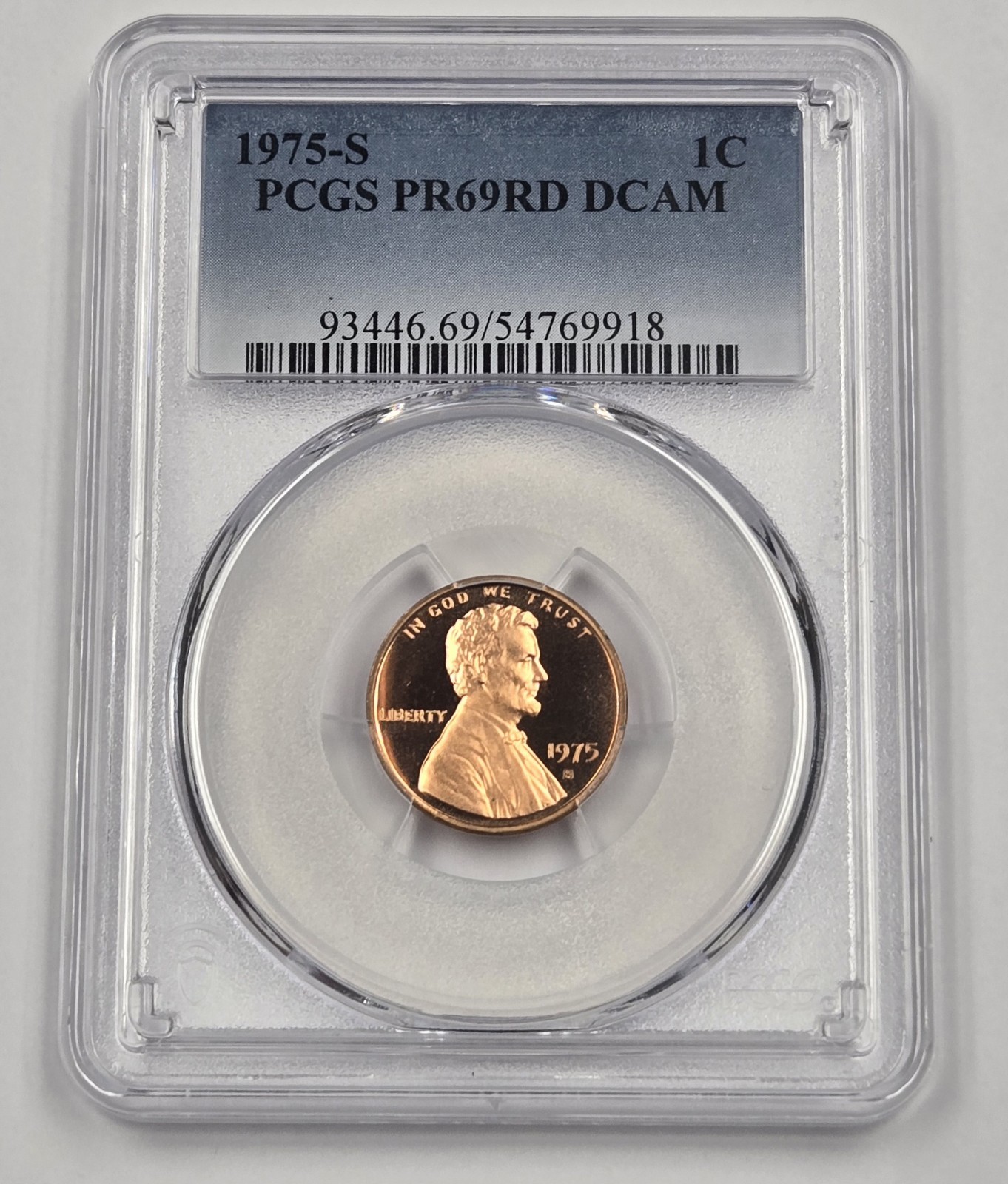 1975-S LINCOLN 1c PCGS PR69RD DCAM