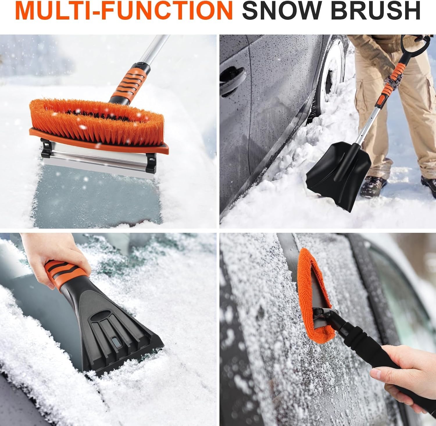 Extendable for Car, Ice Scrapers for Car Windshield Combo Kit with 270° Pivot...