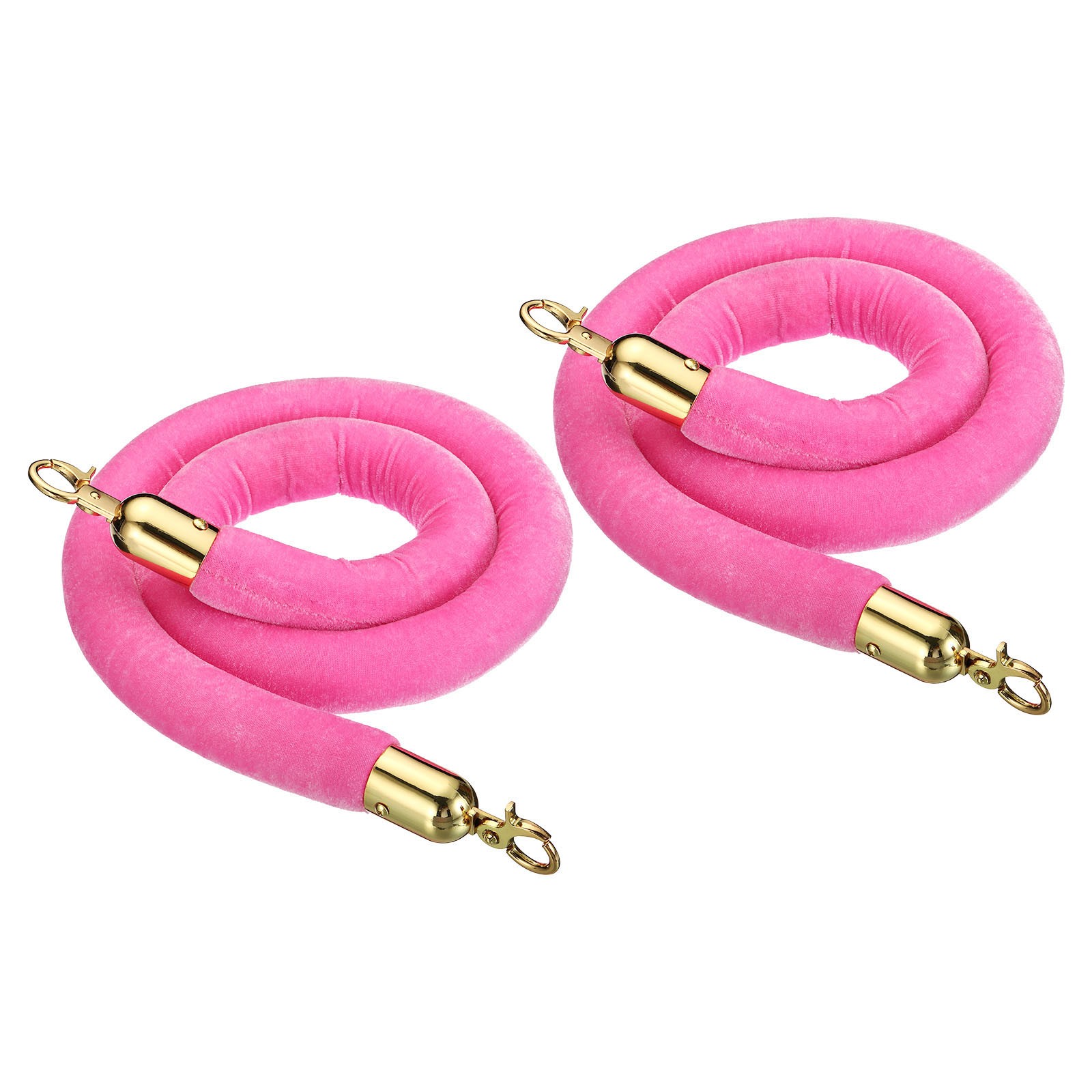 2pcs 4 Ft Light Pink Velvet Stanchion Rope Crowd Control Barrier Golden