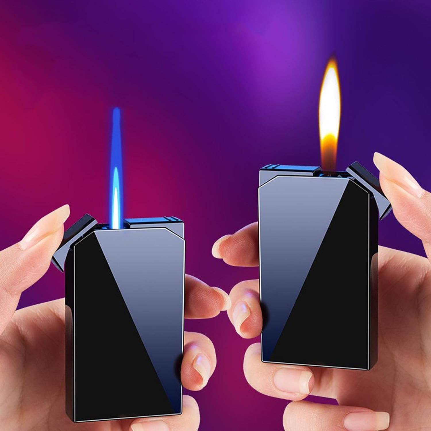 Dual Flame Square Shape Torch Lighter, Switchable Torch Jet & Soft Flame Lighter