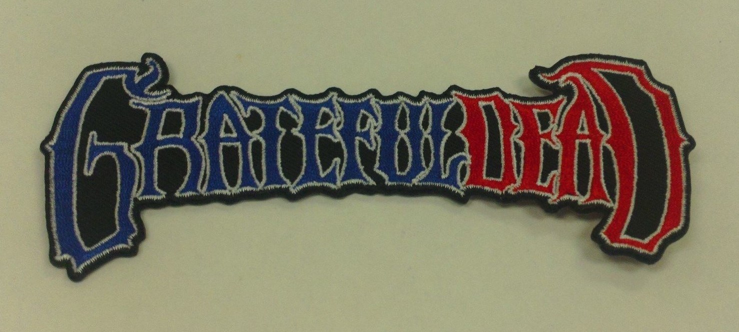 GRATEFUL DEAD EMBROIDERED PATCH RED WHITE AND BLUE LOGO 5" X 2"