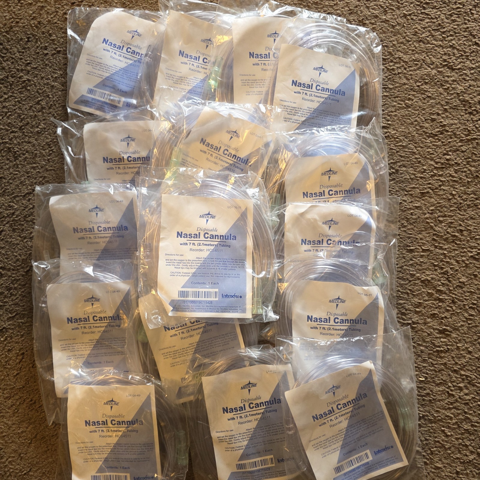 Medline Adult Nasal Cannula 7ft Tubing Lot of 17 New Sealed