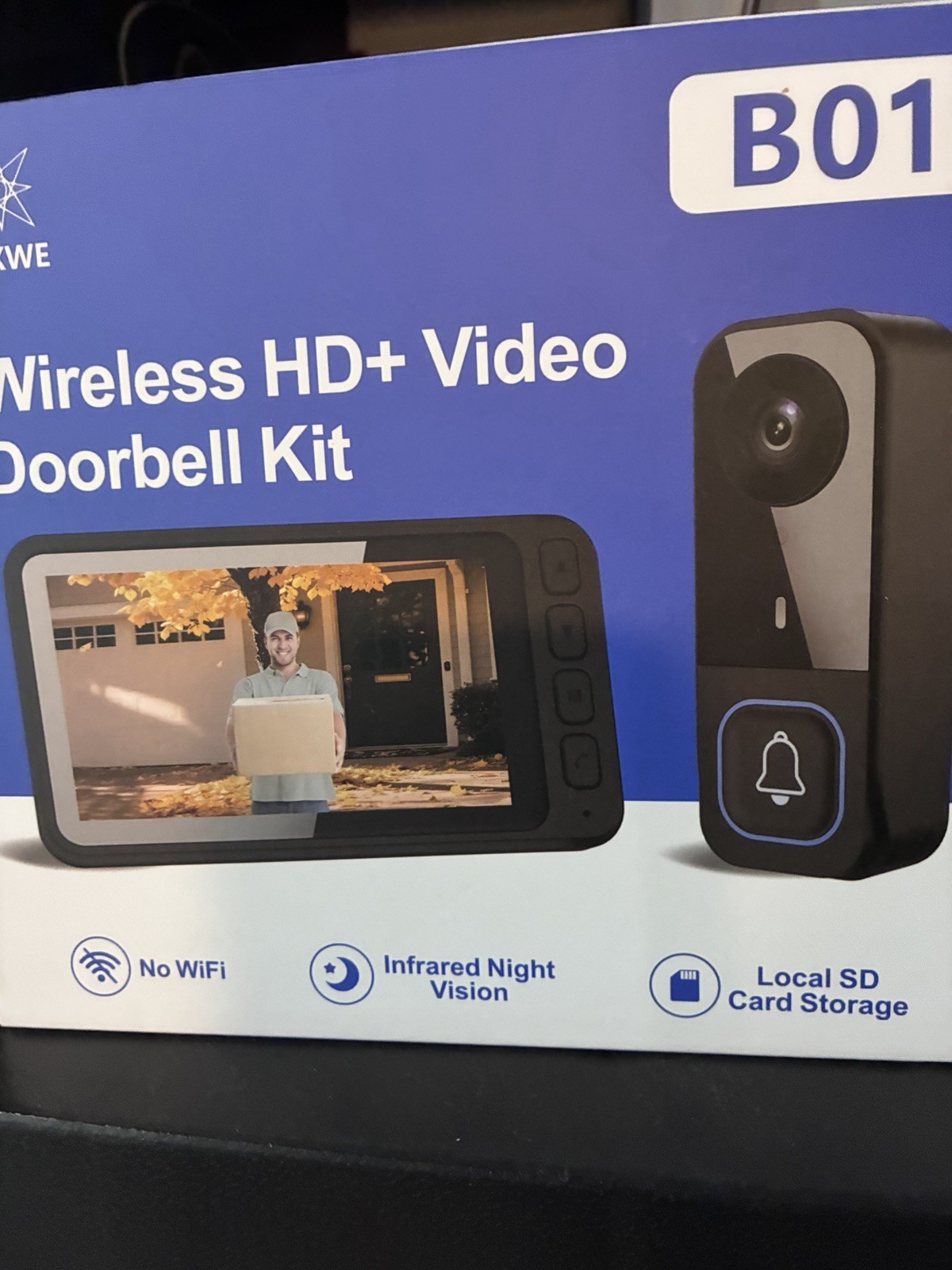 XWE B01 Wireless Video Doorbell Black IR Night Vision Local SD Storage