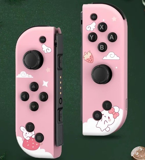 Joy Con Controller Set For Switch L&R Wireless Dual Vibration Strawberry Bunny