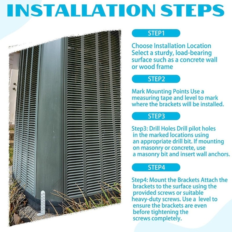 Thick Galvanized Steel Brackets Set for Securing Compressors and Condensers