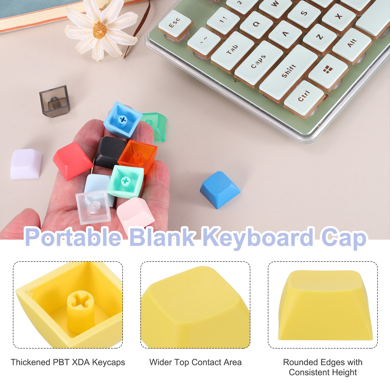 10Pcs XDA Profile Keycap Set PBT Mechanical Numeric Keypads, Yellow