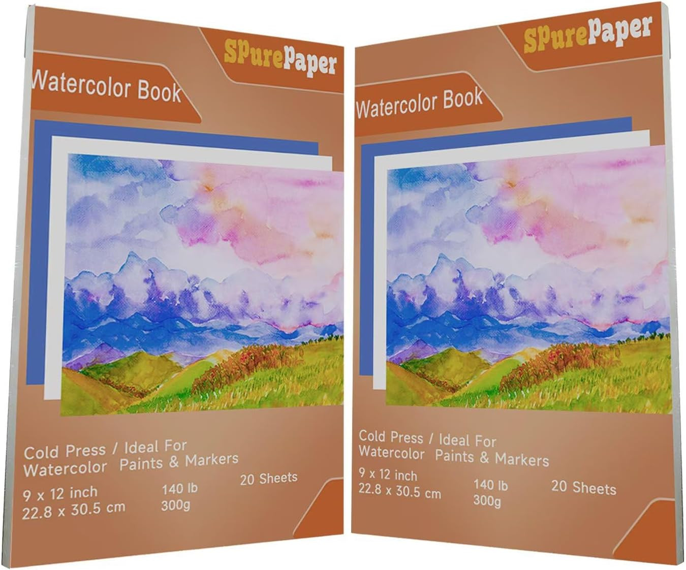 140Lb Cold Press Cotton Watercolor Pad Watercolor Paper Pad 2 Pack - 9X12 Inch A