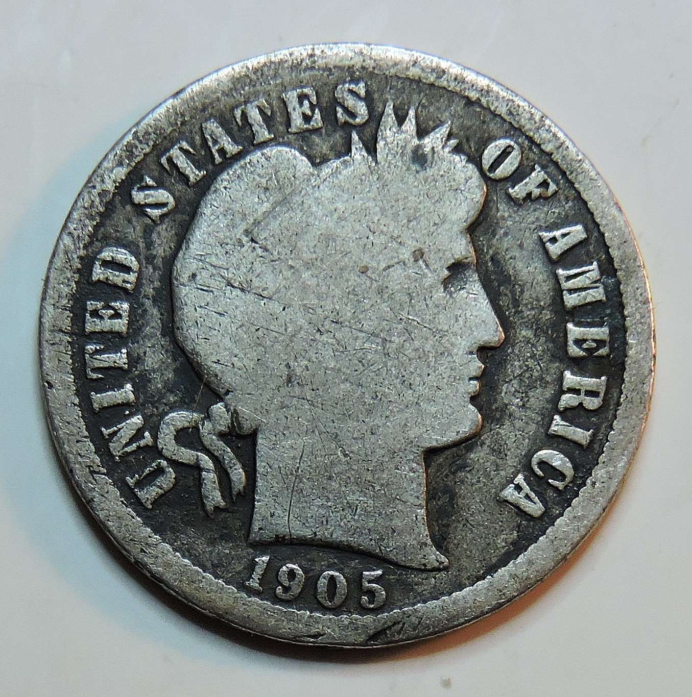 1905 S Silver Barber Dime