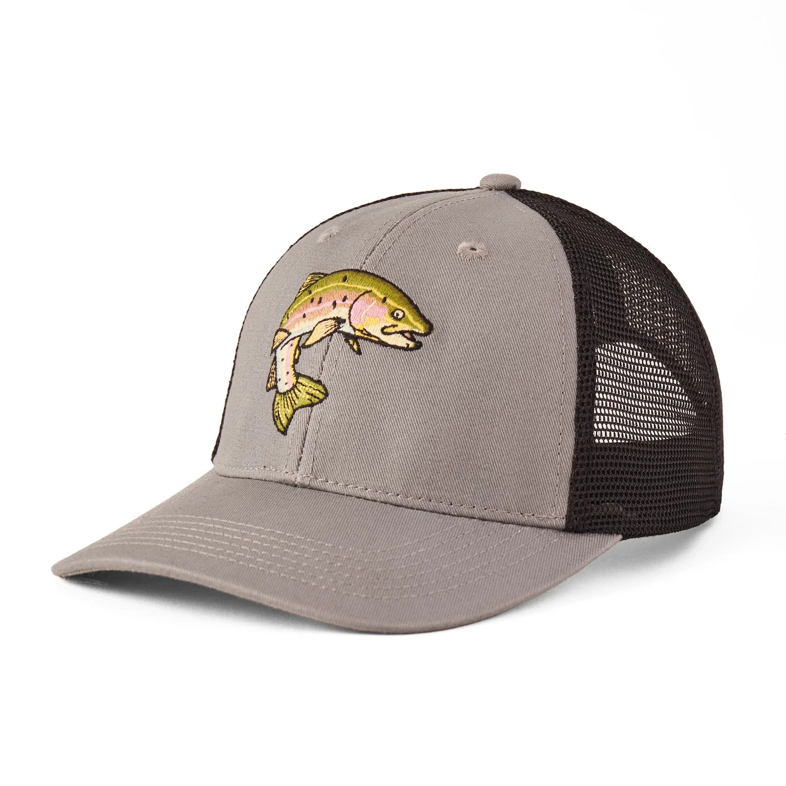 Life is Good Fishing Trucker Hat - Large Mouth Bass, Rainbow Trout or USA Flag