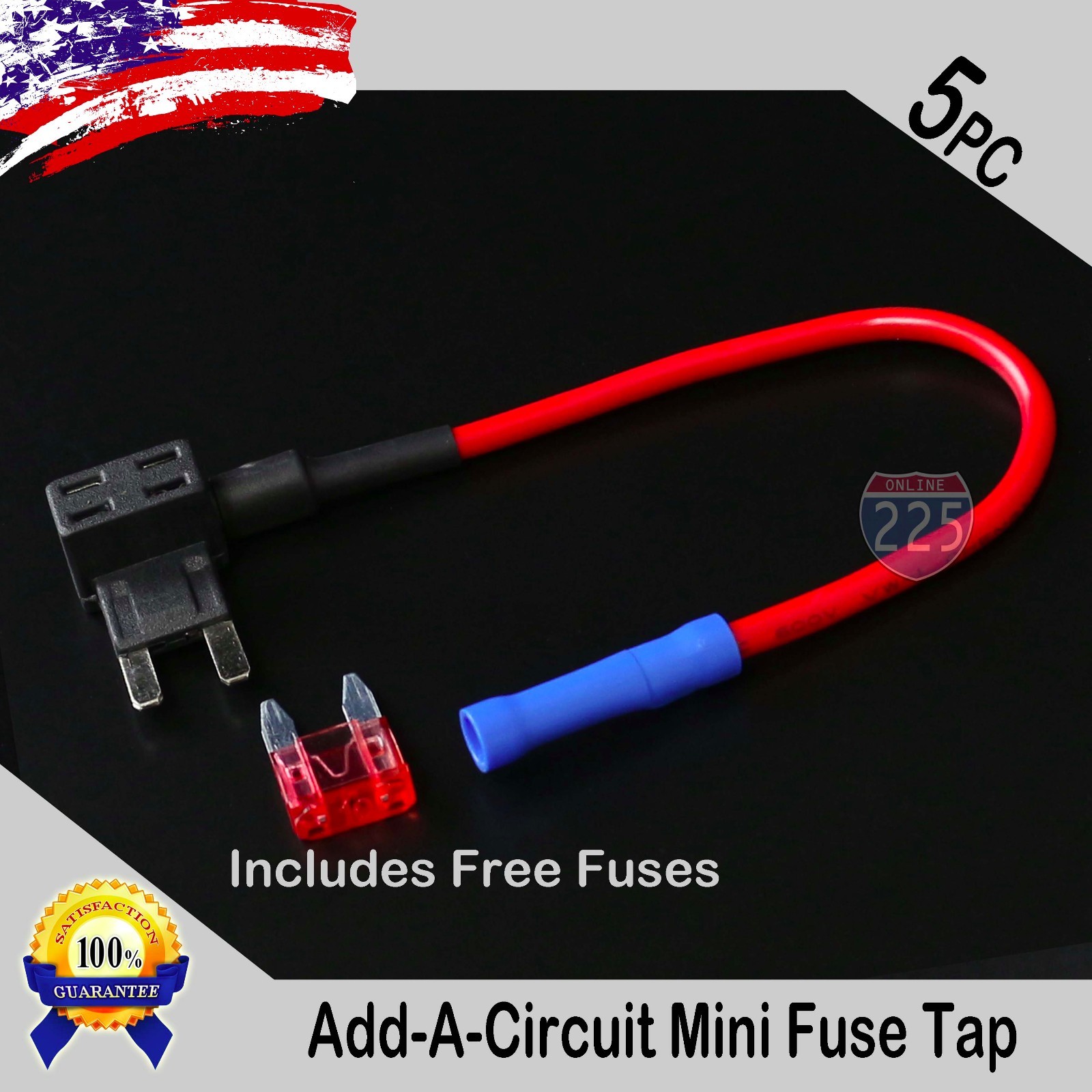 5pcs 16 Gauge Copper Add-A-Circuit Mini APM ATM Blade Piggy Back Fuse + 1A - 40A