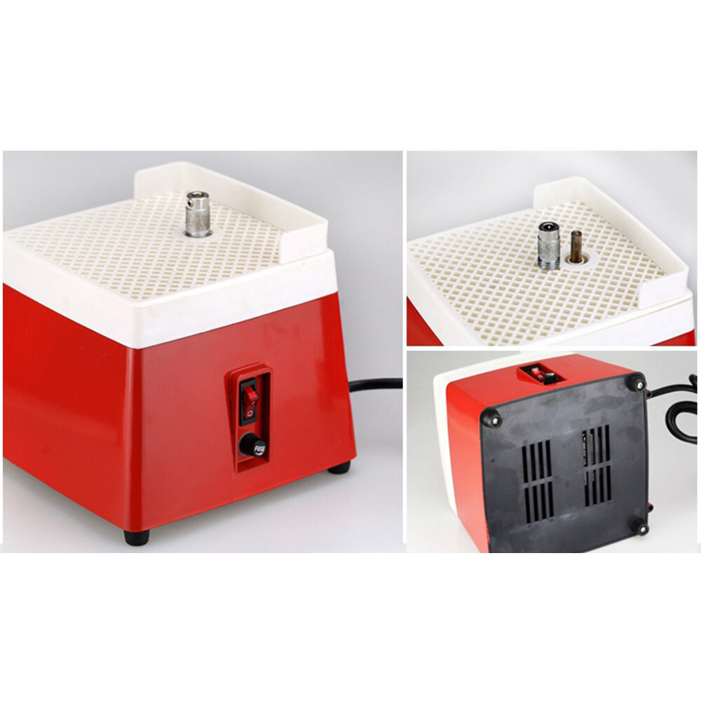 110V 9.8*9.8*9.8in Red Steel& Plastic Stained Glass Grinder W/ Baffle Bracket