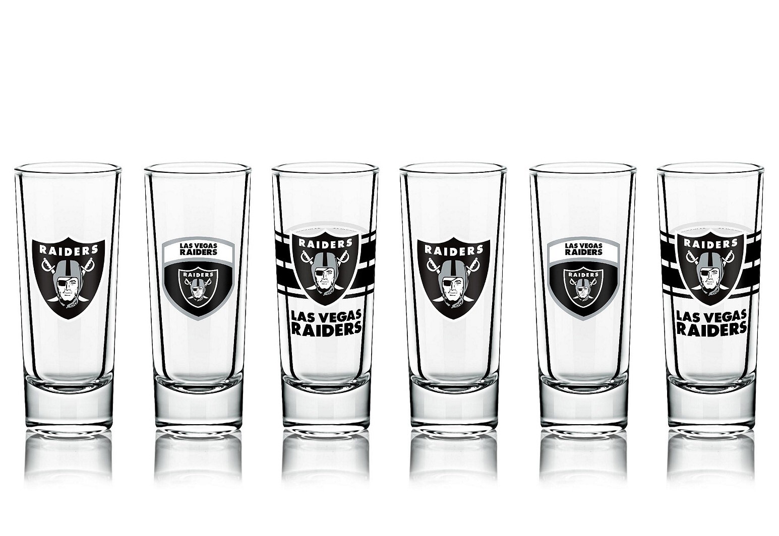 Las Vegas Raiders Officially Licensed NFL Shot Glasses (Set of 6) Glass Shooters