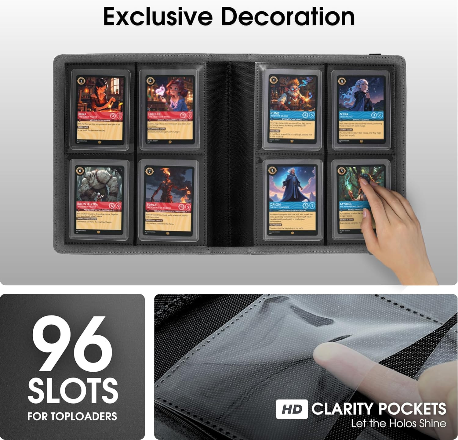 96 Toploader Binder | 4-Pocket with Strap | Compact Side-Load Album for TCG & Sp