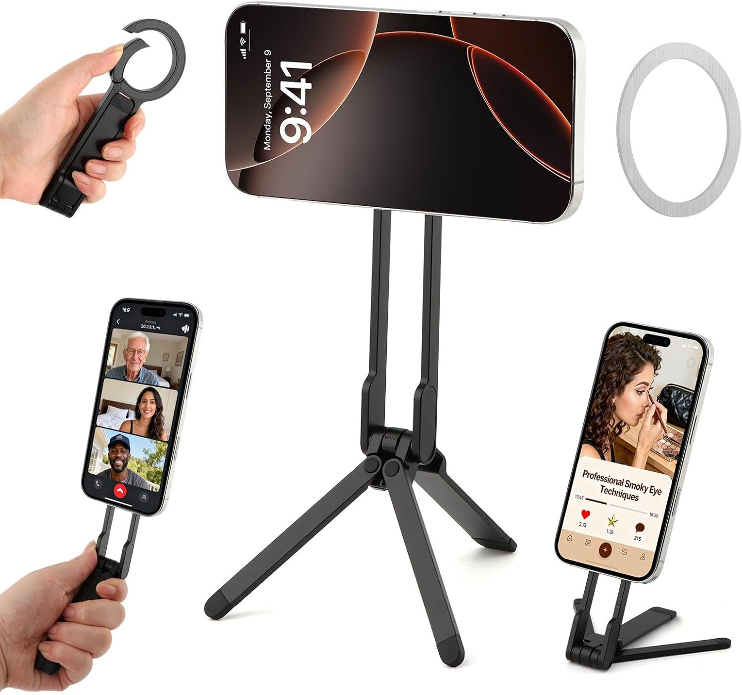 Magnetic Phone Tripod Aluminum Alloy Flexible MagSafe Stand i-Phone 16 15 14 13