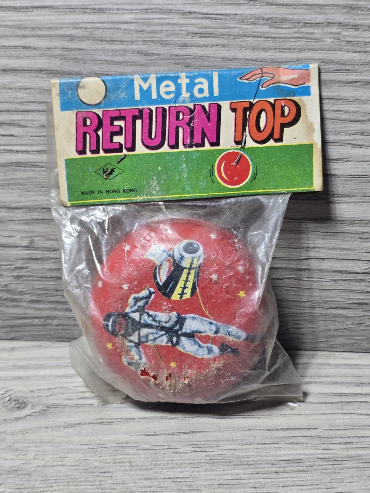 1960s Tin Litho Metal Return Top Space Astronaut YOYO Sealed Original Package