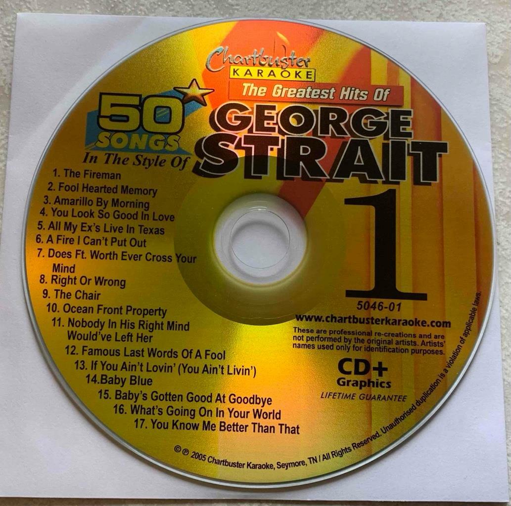 GEORGE STRAIT GREATEST HITS COUNTRY KARAOKE CDG CHARTBUSTER 5046-01 CD+G MUSIC