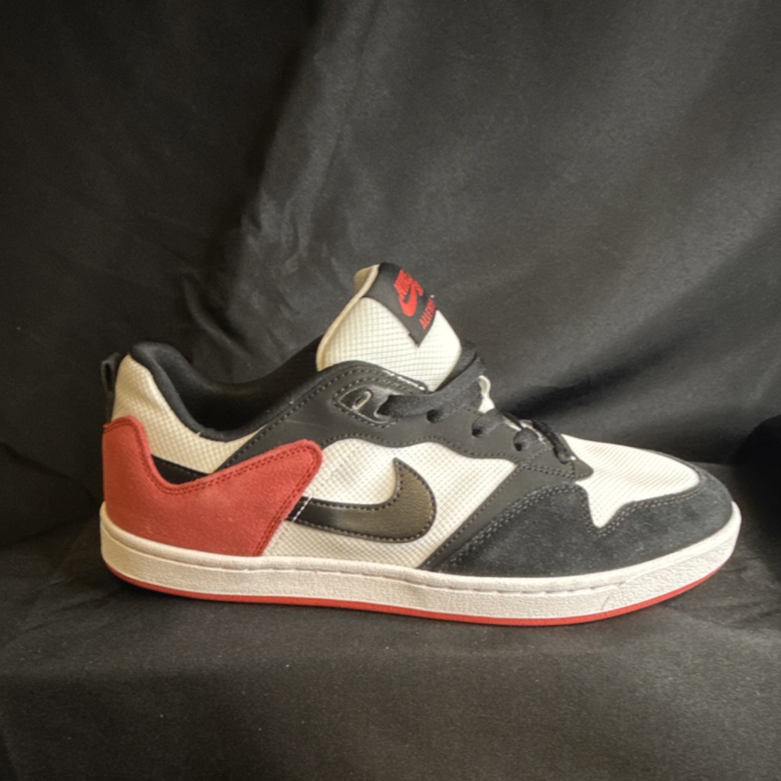 Nike SB Alleyoop Black White University Red Skateboarding Shoes US Size 11