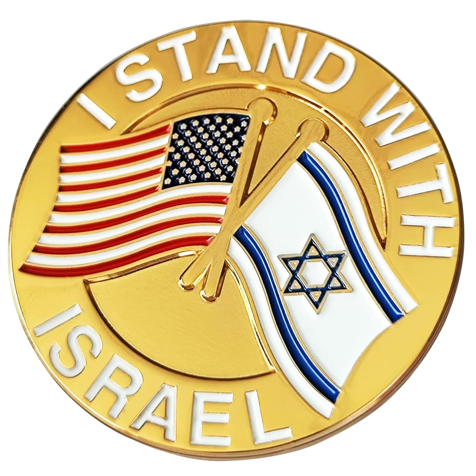 Arturbo I STAND WITH ISRAEL USA Flag Enamel Pin American Normal, Gold
