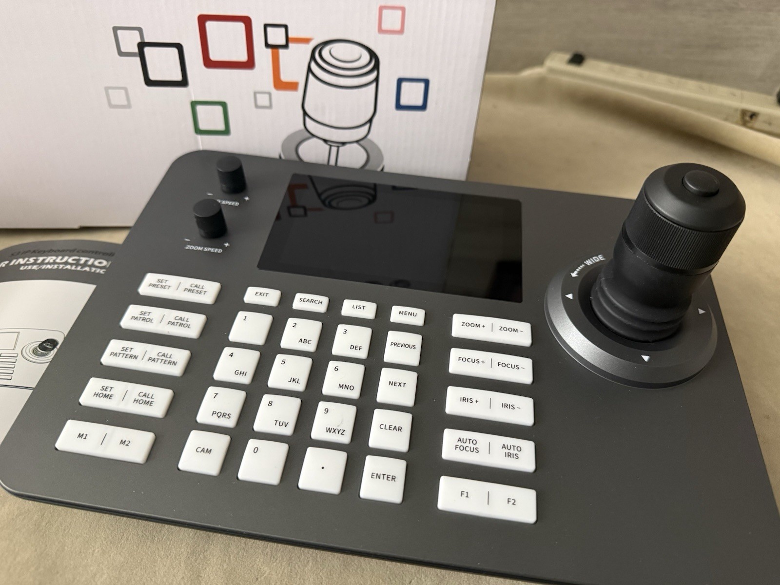 PTZ Camera Controller POE Network 4D Joystick Decoding Keyboard - 5” LCD Display