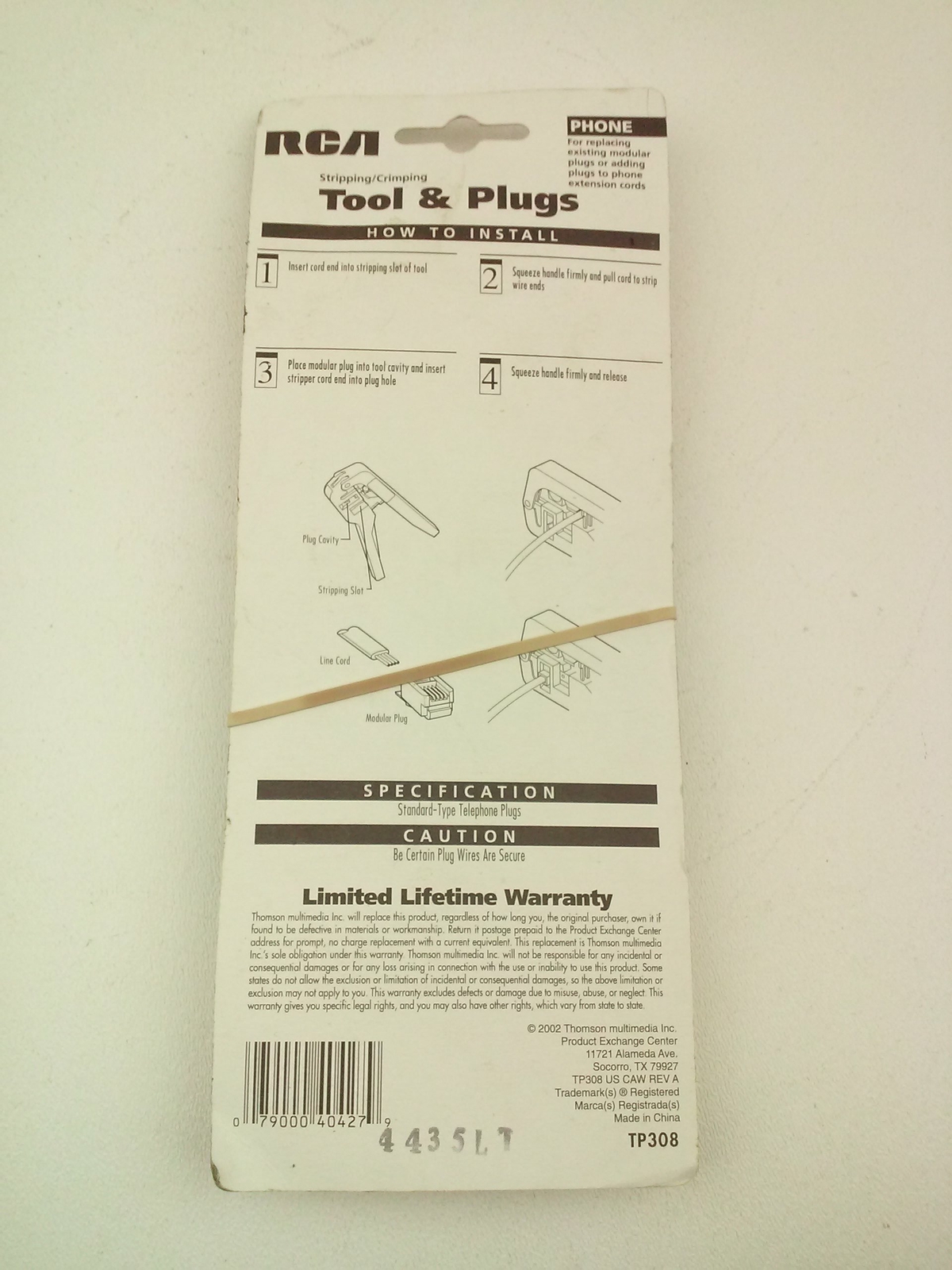 RCA Stripping/Crimping Tool & Plugs White 79000404279 TP308 TP308