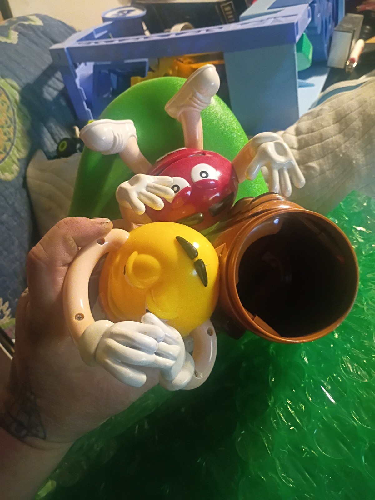 Vintage M&Ms Dispenser Red and Yellow Candy