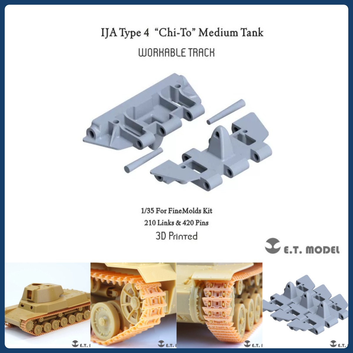 ETMODEL P35-027 1/35 IJA Type 4 Chi-To Workable Track 3D Print for FineMolds Kit