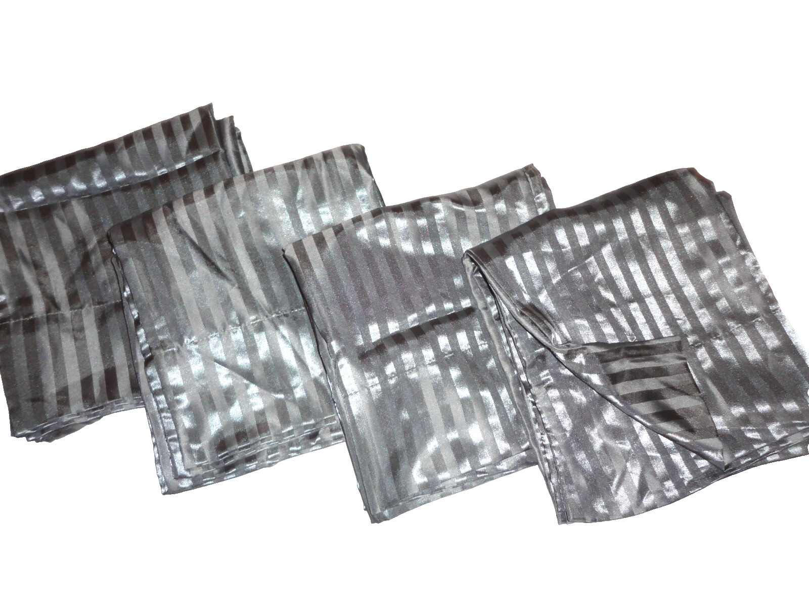 ROSS DOBBY DAMASK STRIPE SATIN GRAY (4) KING PILLOWCASES  19 X 38 POLYESTER