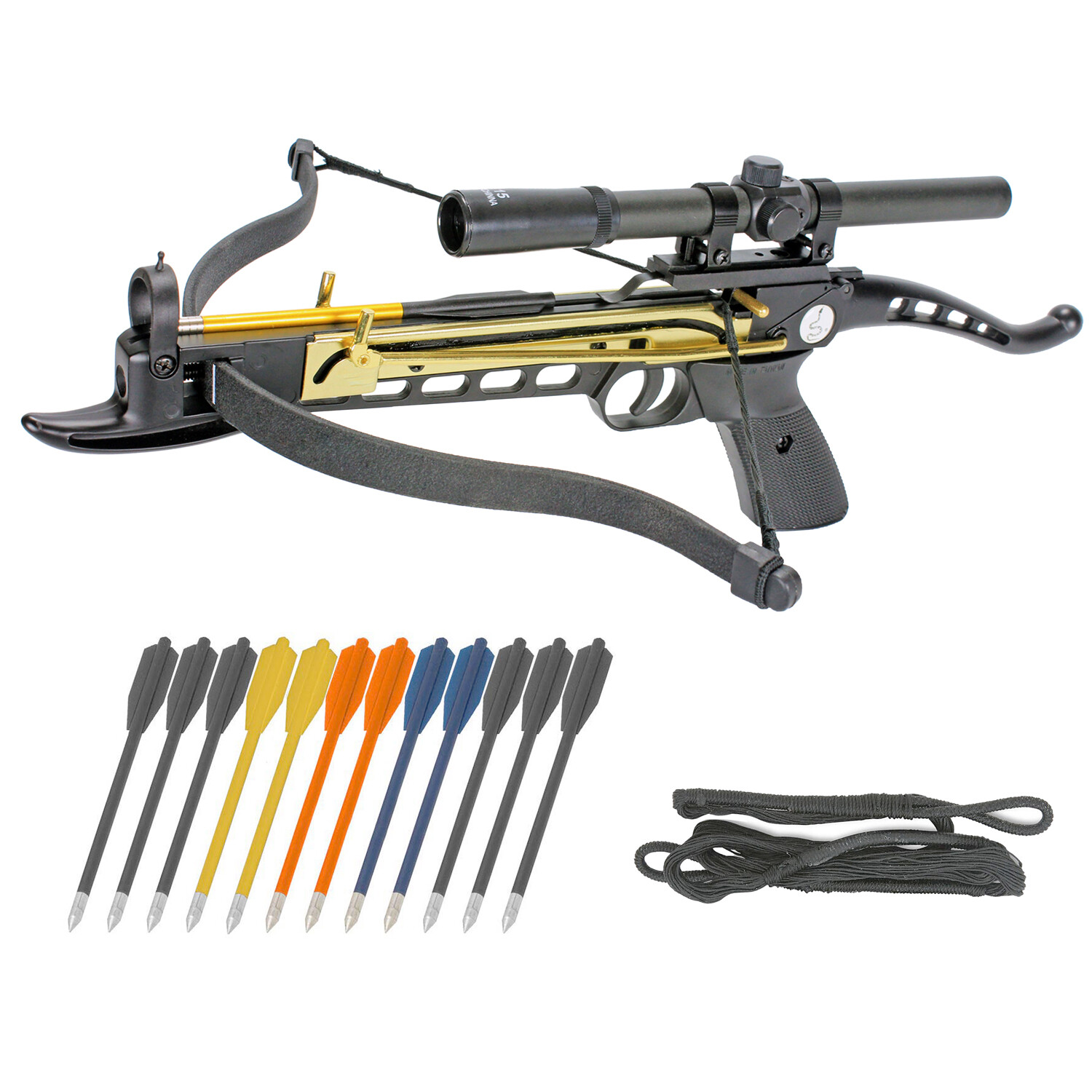 KingsArchery Crossbow Self-Cocking 80 LBS with Hunting Scope 12 Plastic Arrow