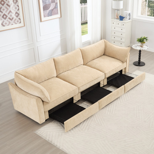 3Seater SofaWith Storage Pull outDrawersUnder Each Seat3 - Seat Large Wide