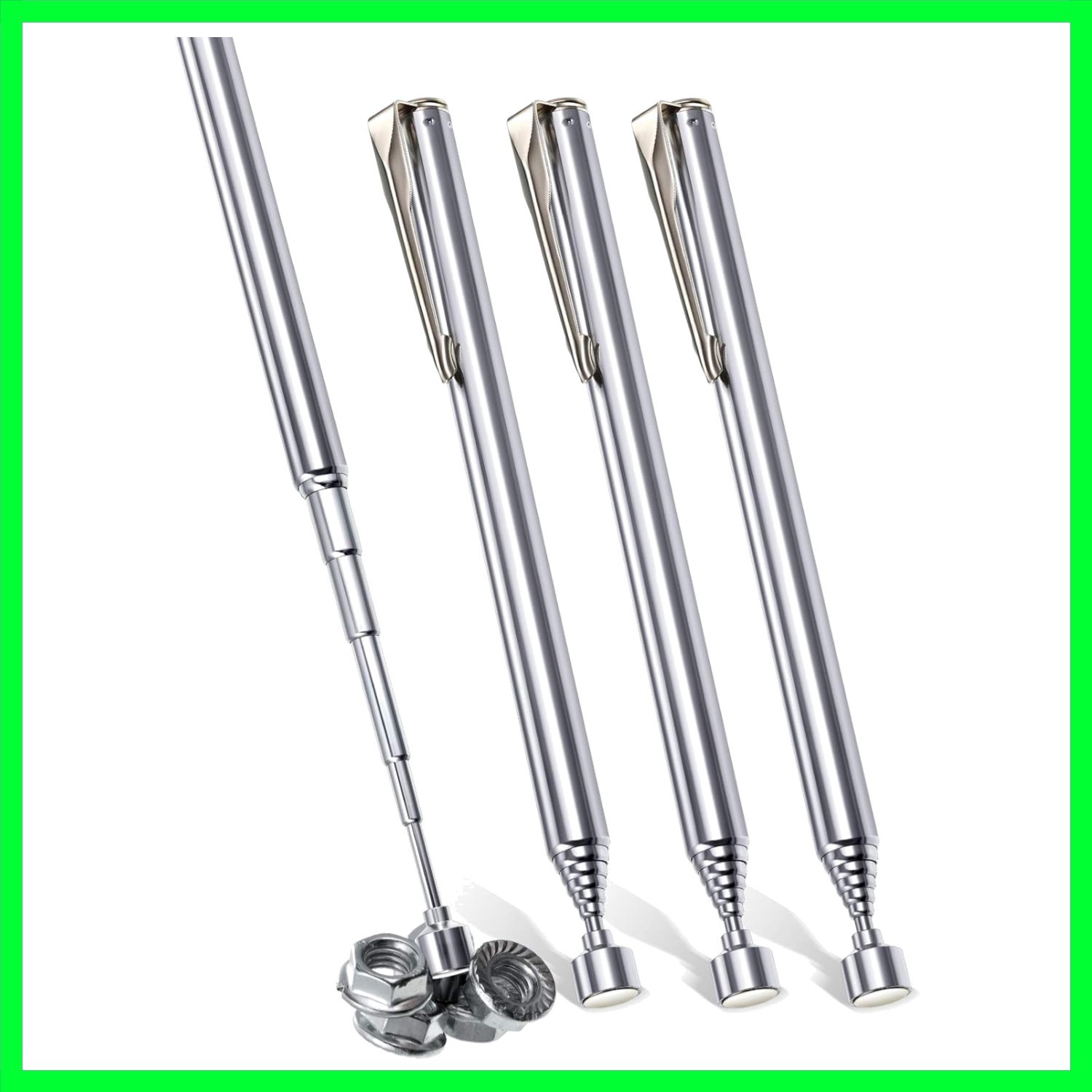 4 Pieces Telescoping Magnetic Pick up Tool Grabbers Reacher Tools with Pocket...