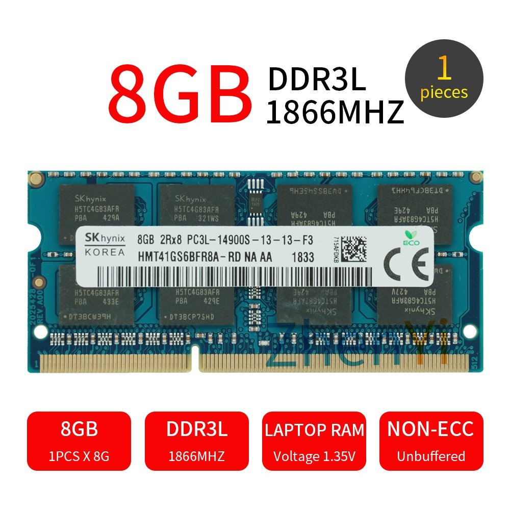 SKHynix 8GB PC3L-14900S 2Rx8 DDR3L 1867MHz 1.35V 204Pin SODIMM Laptop Memory RAM