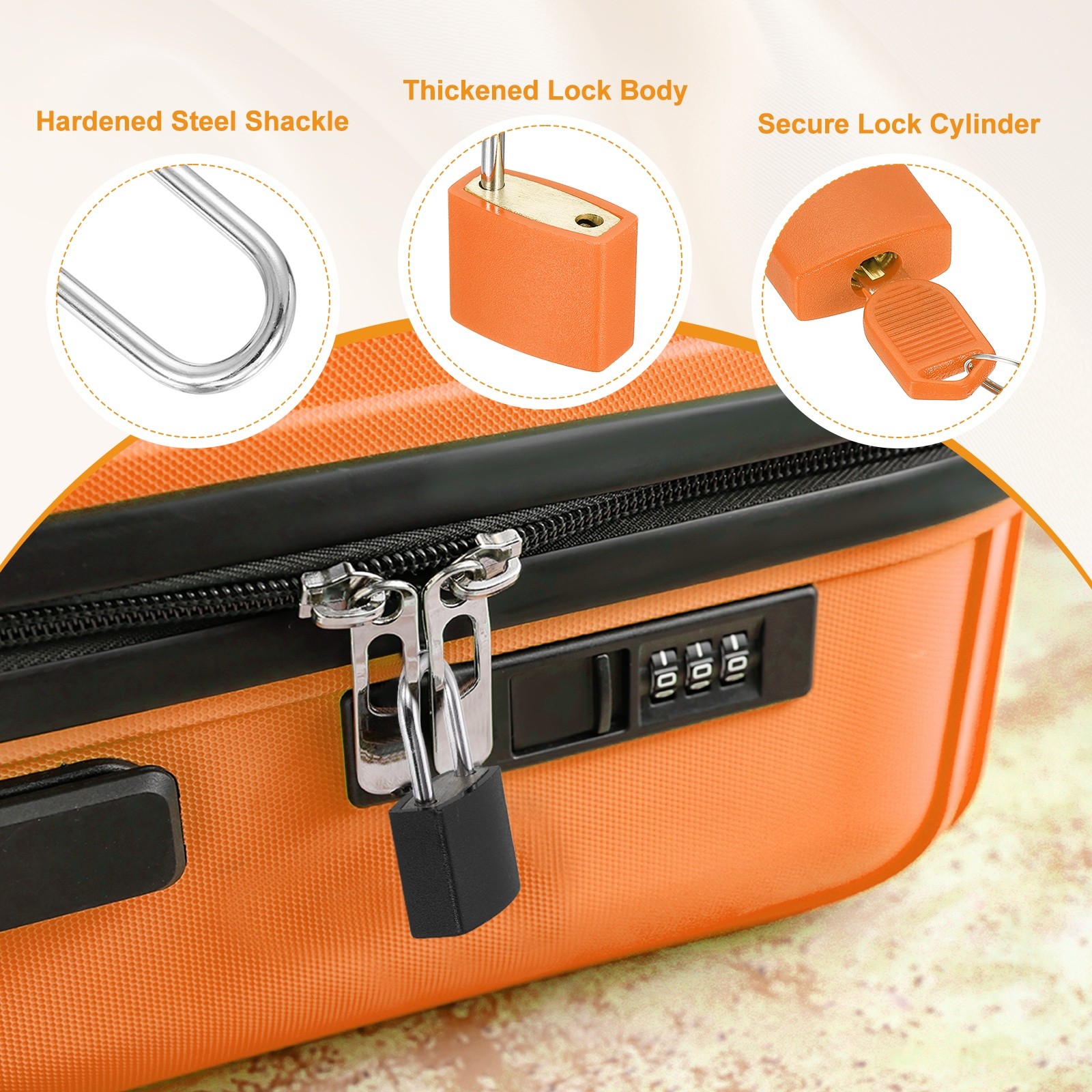 Padlock with Keys Shackle Waterproof Keyed Locks Orange