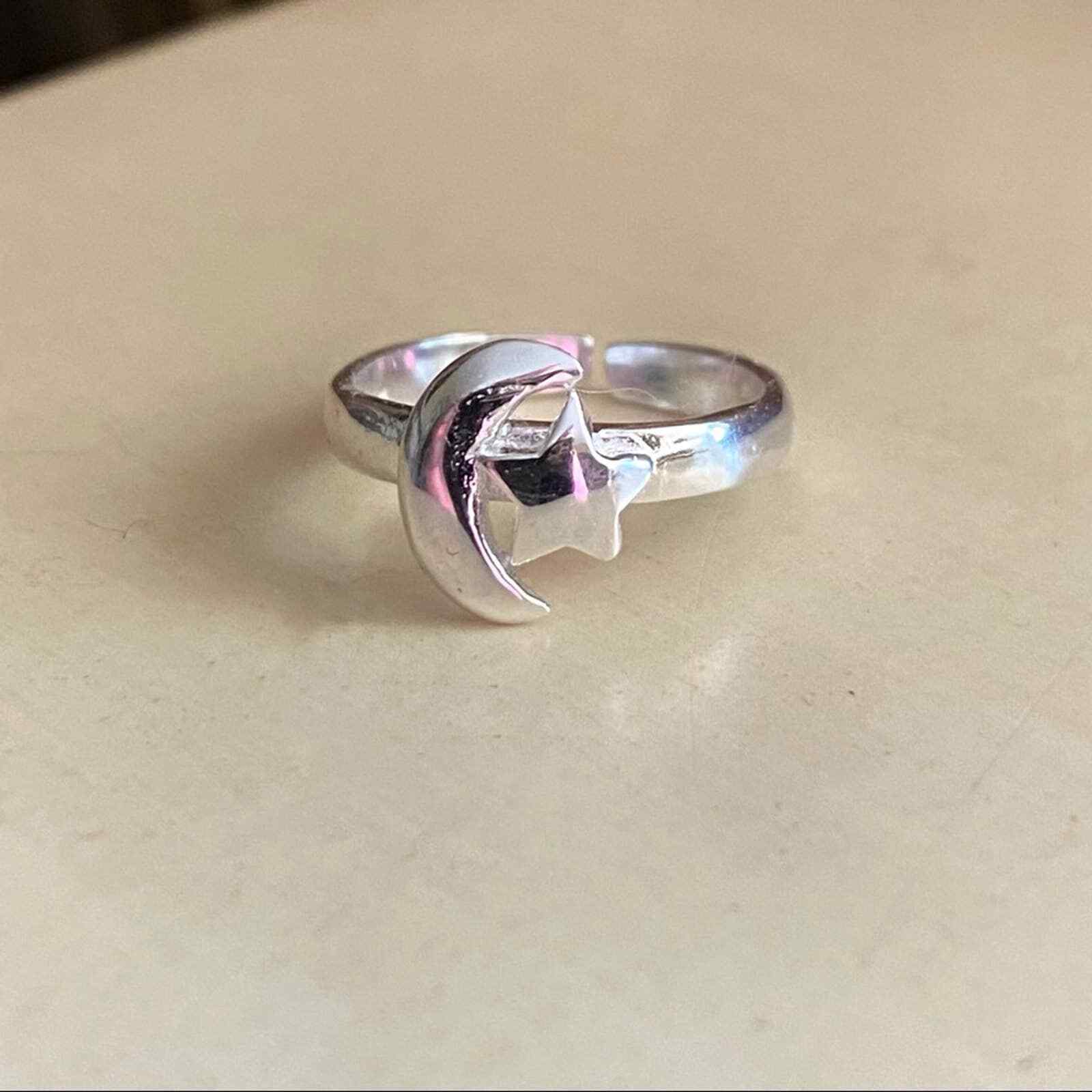 Moon And Star Sterling Silver Toe Ring Midi Ring Star Toe Ring