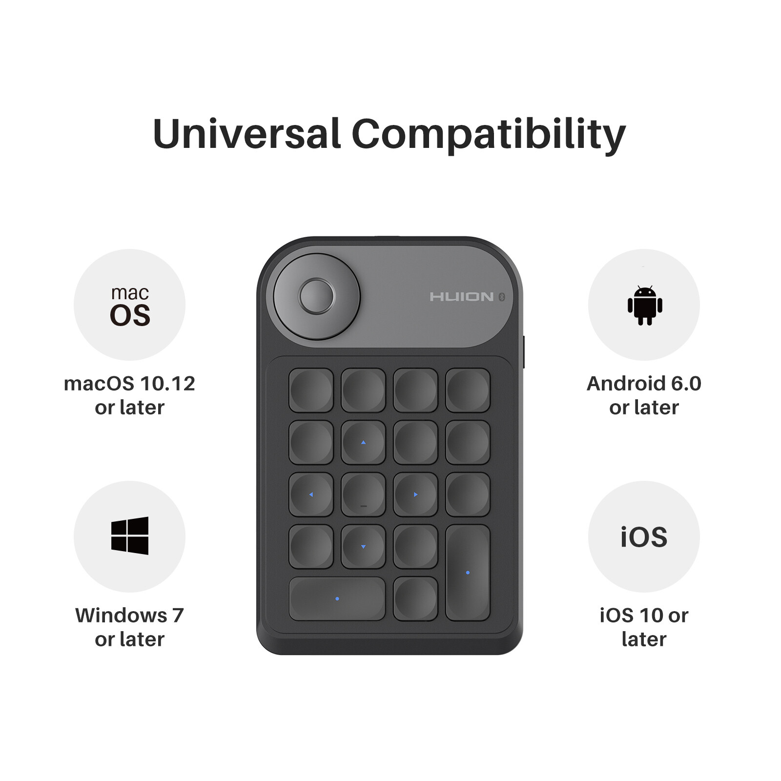 HUION Keydial Mini Bluetooth Programmable Keypad with Dial 5 Keys 18 Customized