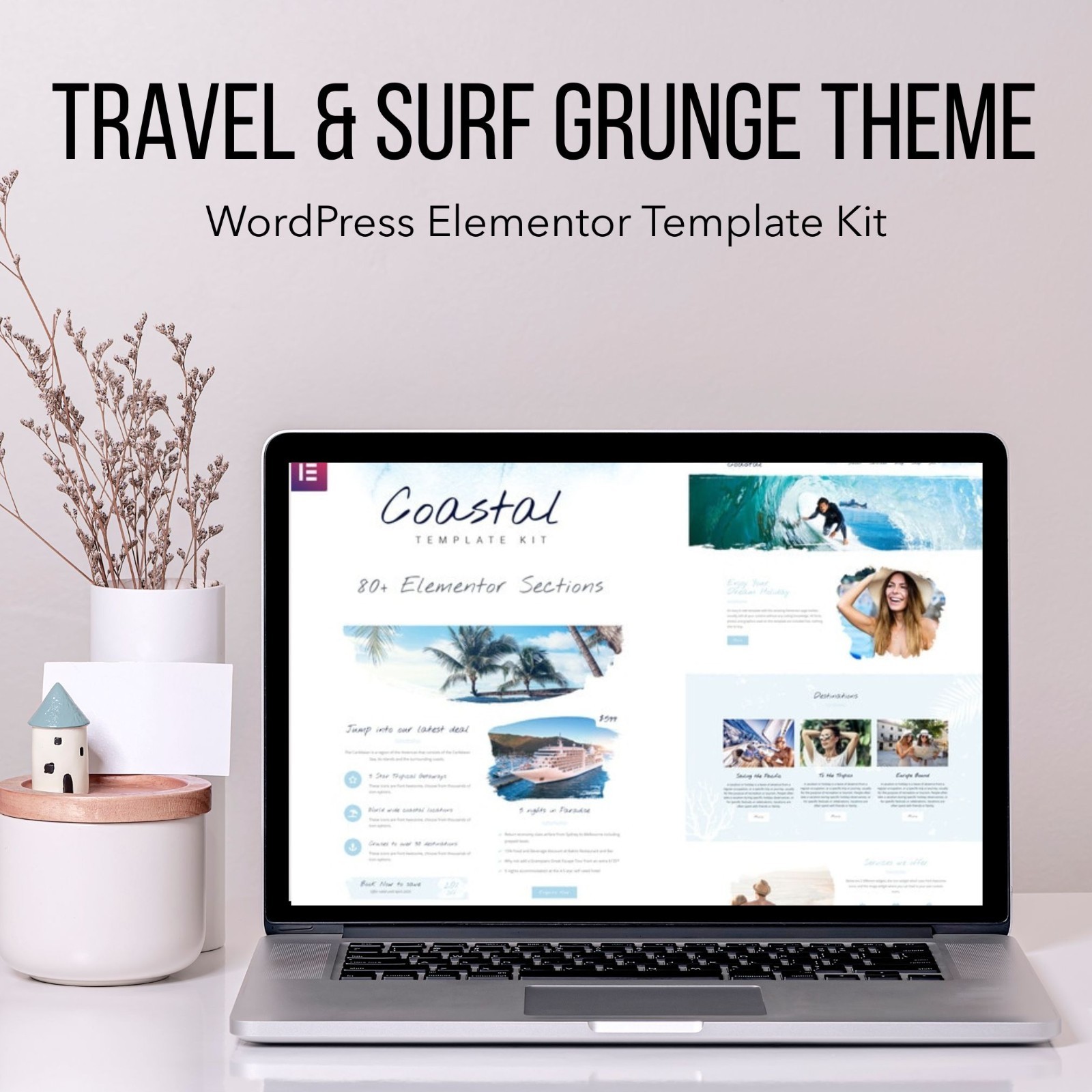 Travel & Surf Grunge Theme - Wordpress Elementor Template Kit