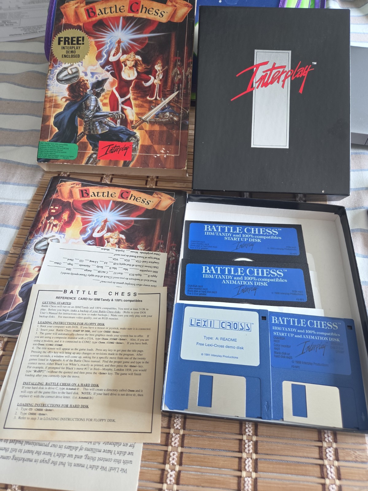 Battle Chess (IBM/Tandy DOS 1988)- Complete Box w/ Manual, All Disks, Lexi Cross