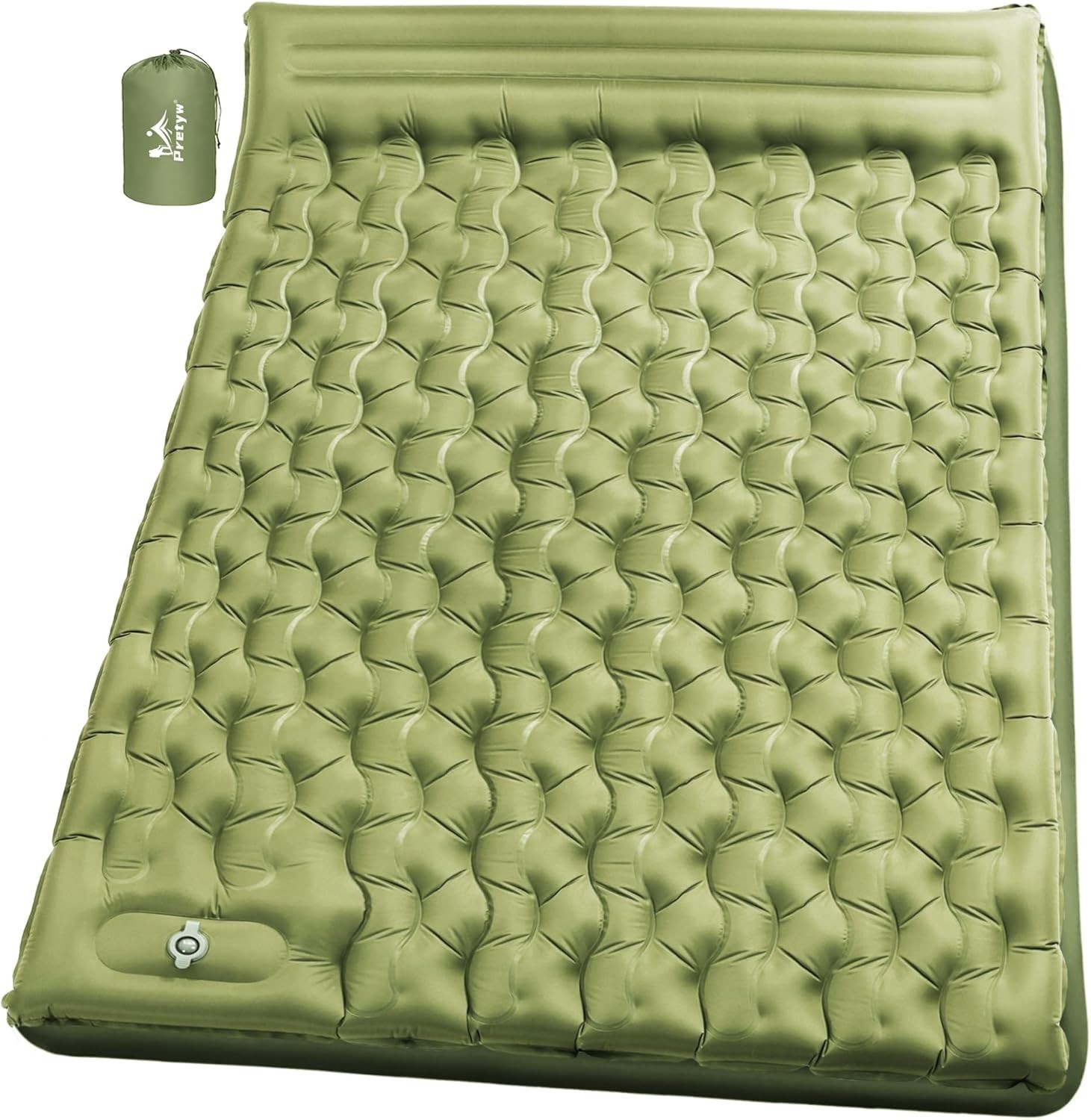 Double Camping Sleeping Pad 5 Inch Thick Self-Inflating Pillow Lightweight